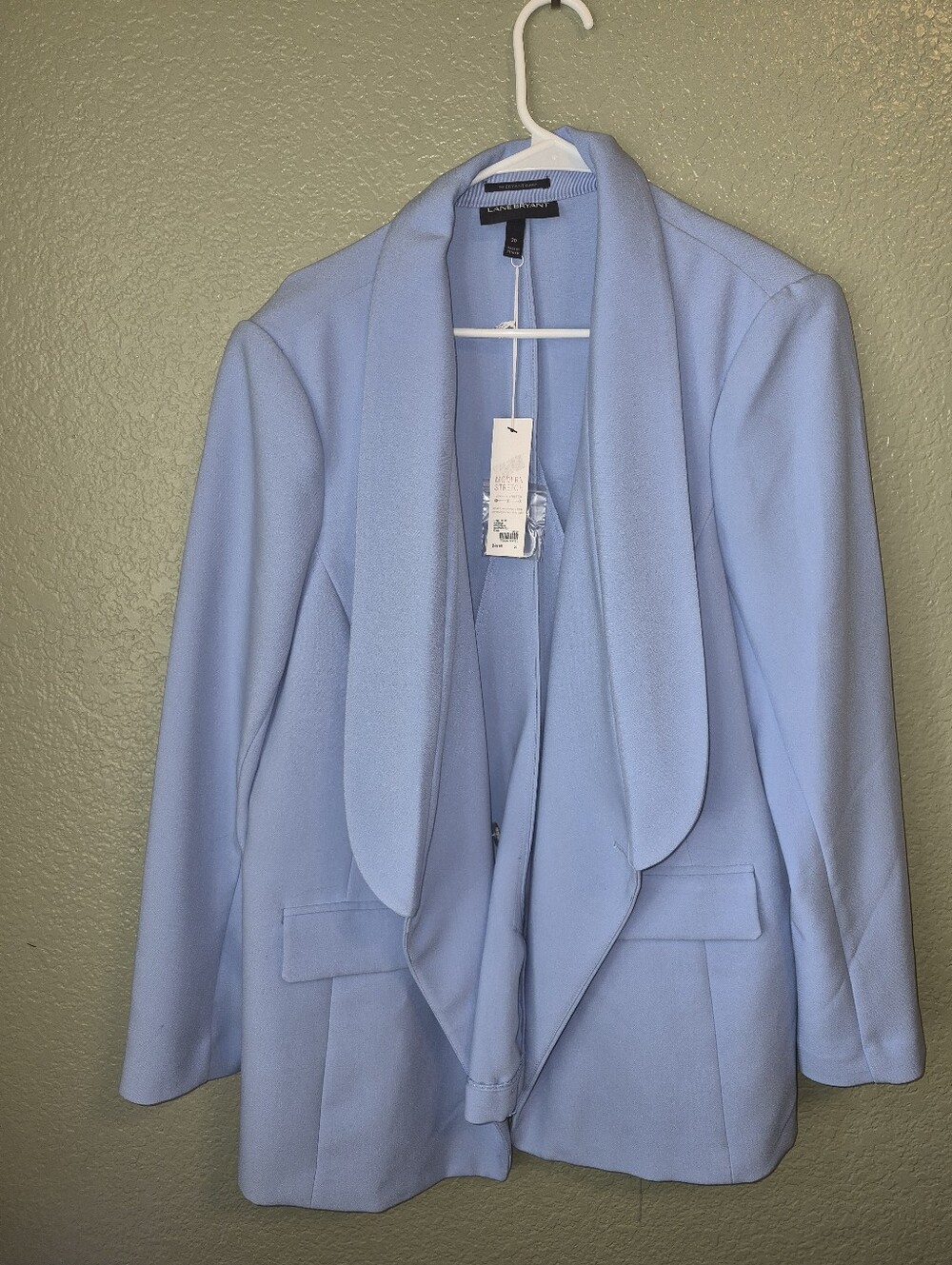 Lane Bryant Light Blue Draped Open-Front Blazer